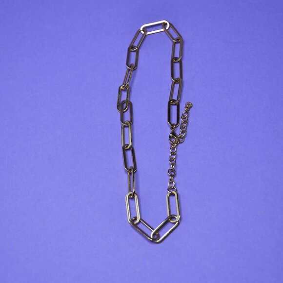 BaubleBar Gold Paperclip Necklace - Adjustable - Picture 2 of 4